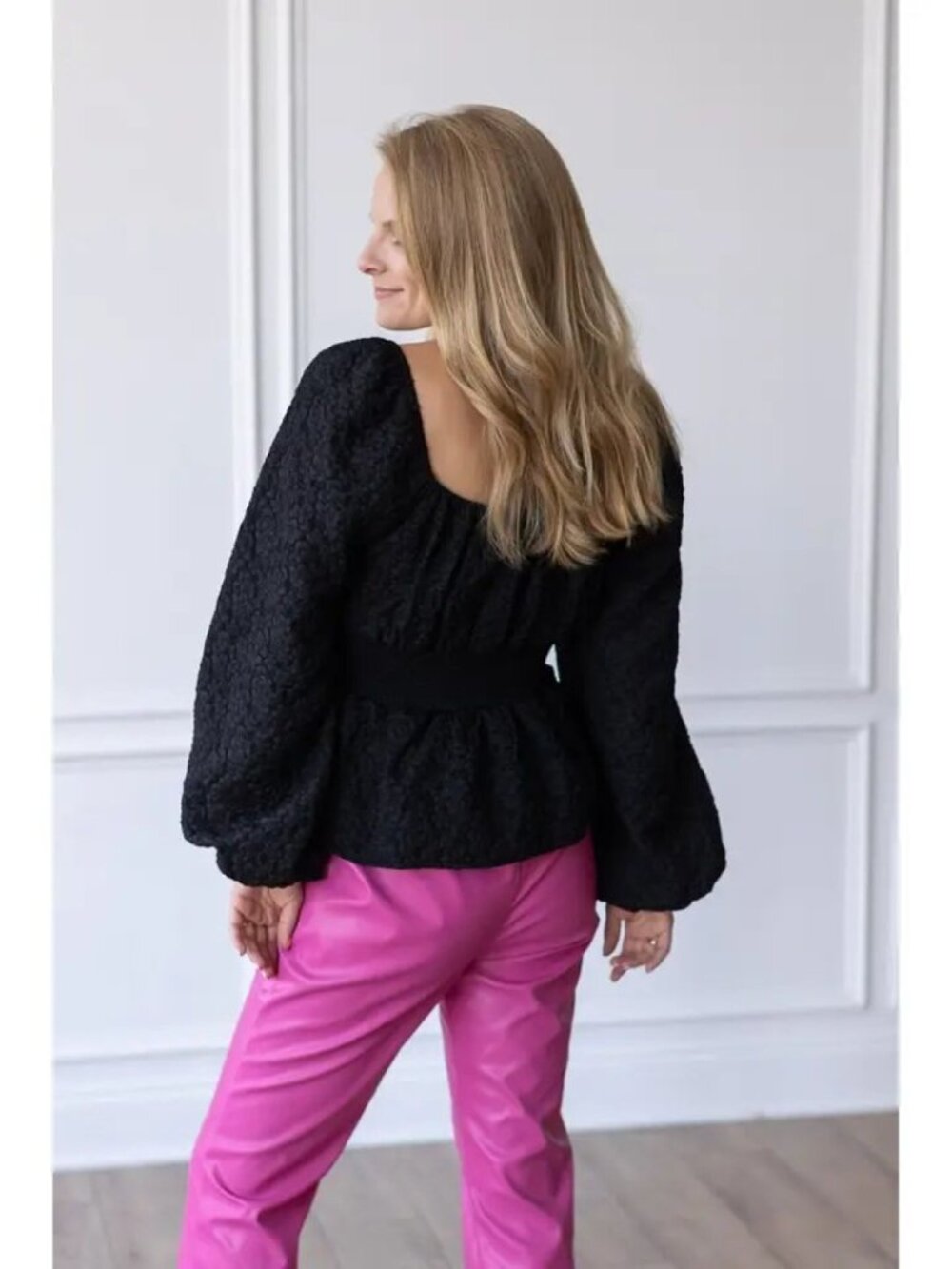 Midnight Romance Jacquard Peasant Blouse - Grace+Emma - Picture 2 of 2
